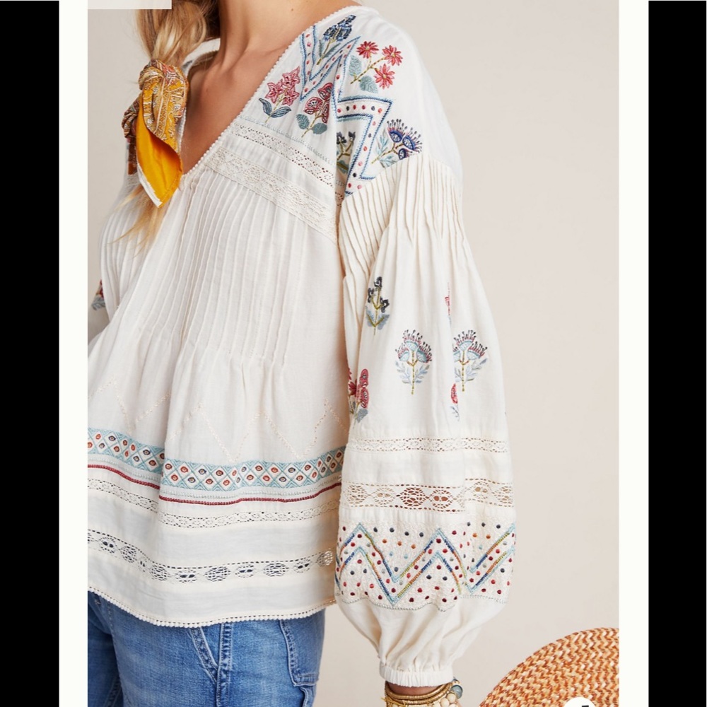 Anthropologie Kayla Embroidered Blouse - Picture 5 of 9
